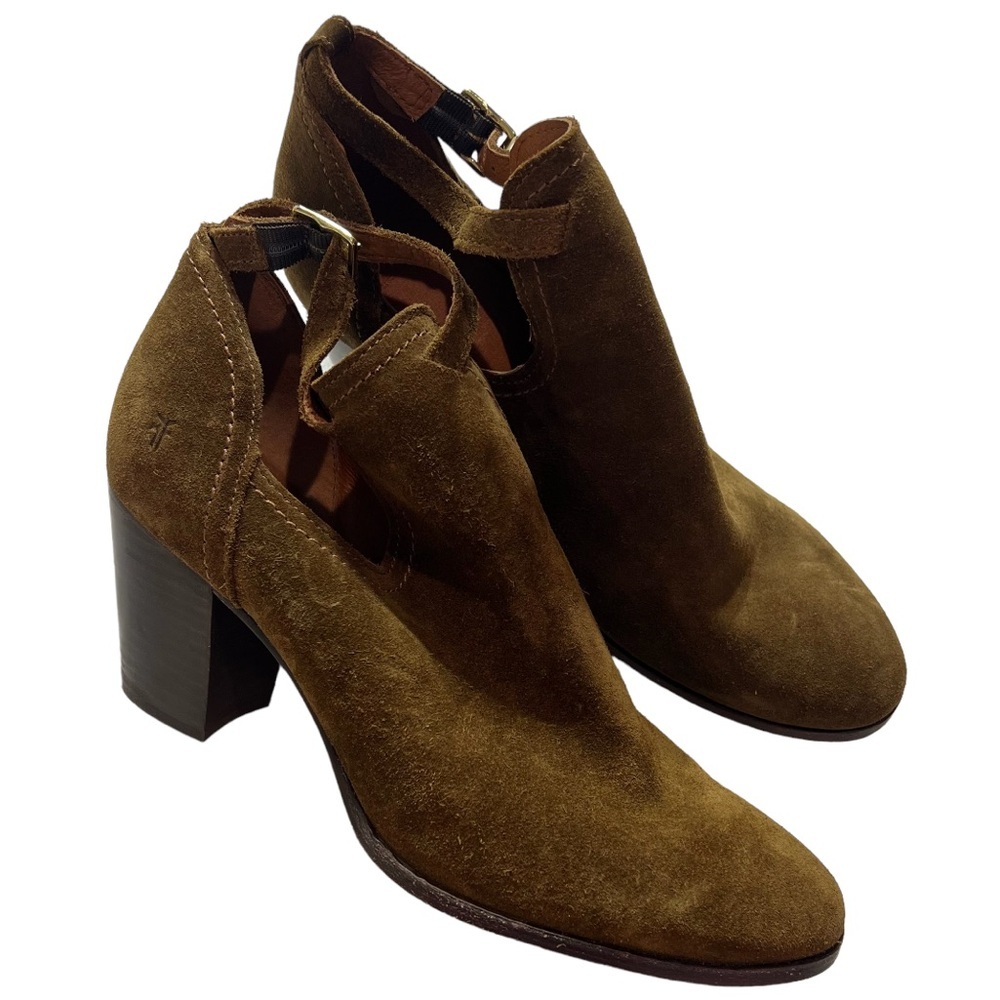 Frye Meghan suede bootie womens 11 B brown chestnut heel